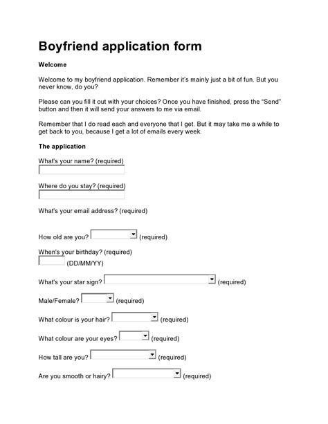 boyfriend/ girlfriend application|34 Official Boyfriend Application Forms [PDF, Word]